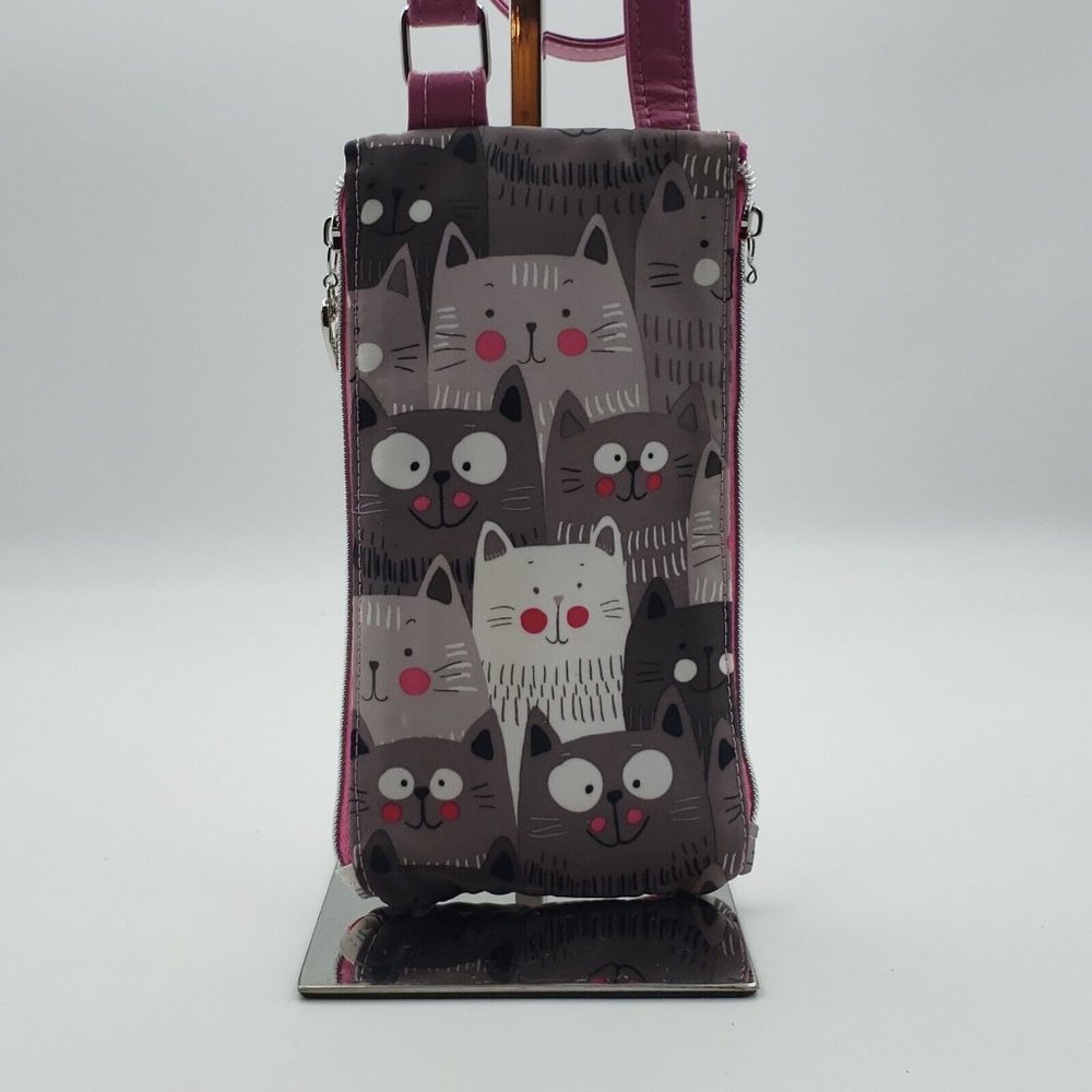 Pusheen Cats Cross Body Bag Phone Pouch Case Grey Pink Silver 9 in x 5 in - Picture 2 of 11